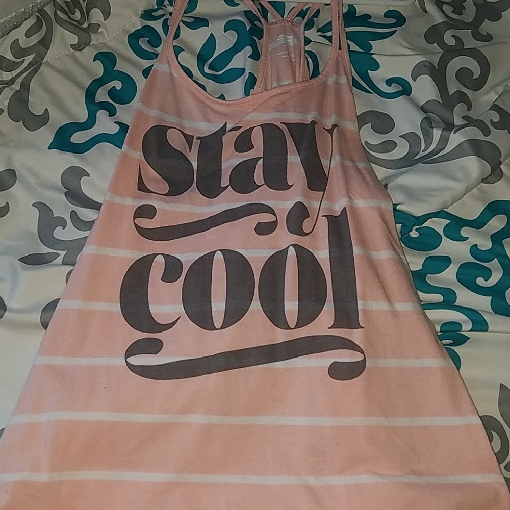 light pink and white striped tank top